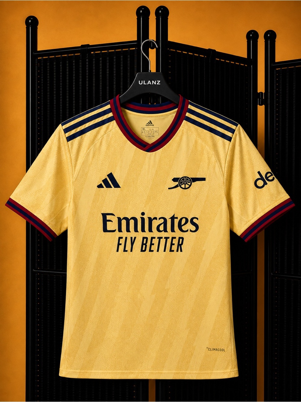 Arsenal Men’s Yellow Soccer Jersey with Navy and Red Trim